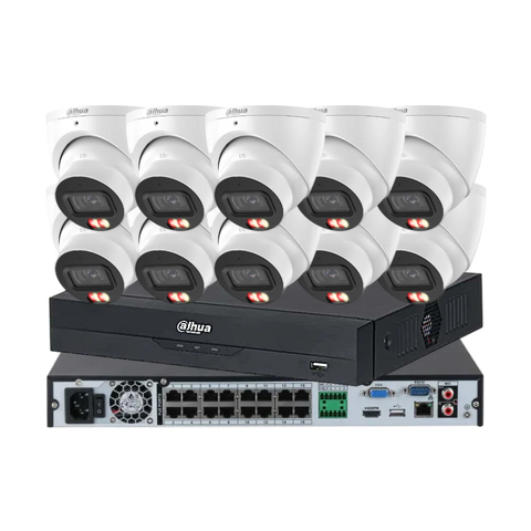Dahua 10 × 8MP 4K Full-Colour CCTV Kit — Smart Dual-Light Turrets + 16CH AI NVR