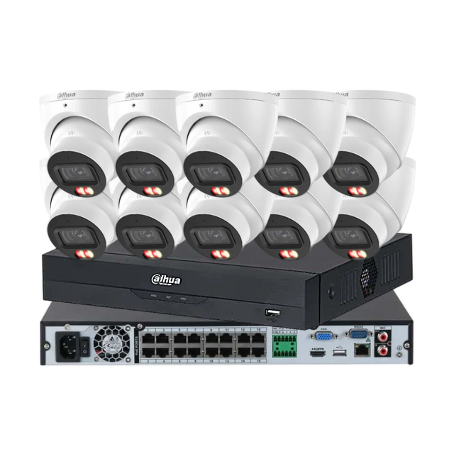Dahua 10 × 8MP 4K Full-Colour CCTV Kit — Smart Dual-Light Turrets + 16CH AI NVR