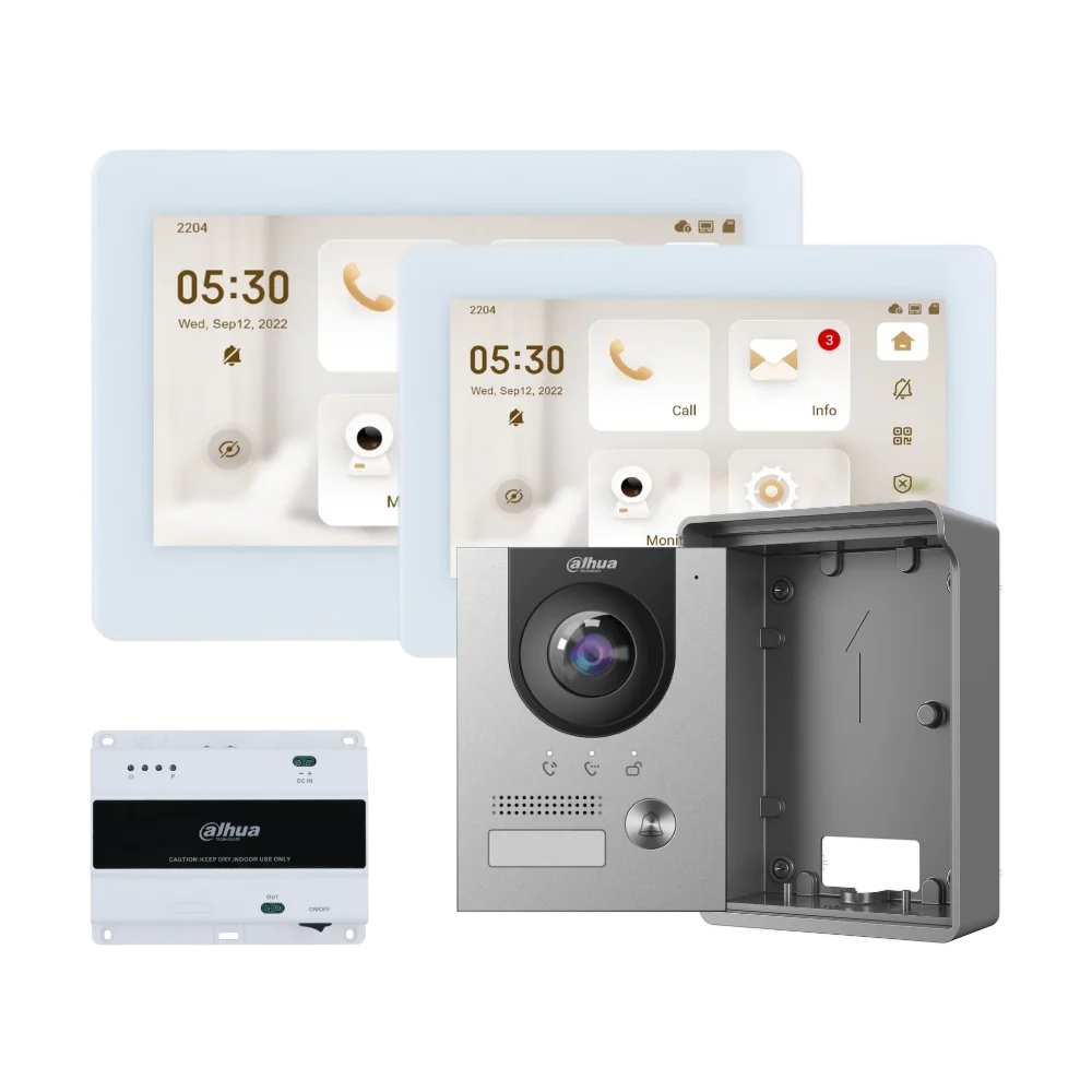 Dahua 2-Wire Video Intercom Kit with Dual 7” Monitors & IP Door Station (VTO2202F-P-S2)
