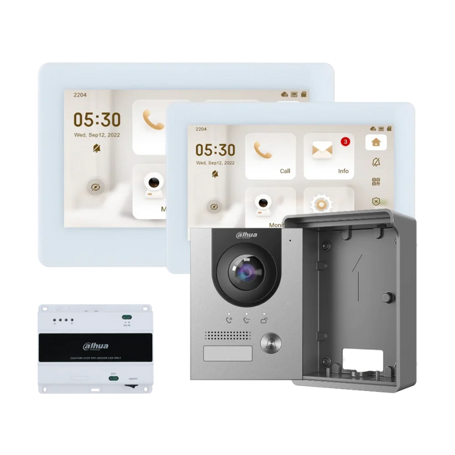 Dahua 2-Wire Video Intercom Kit with Dual 7” Monitors & IP Door Station (VTO2202F-P-S2)