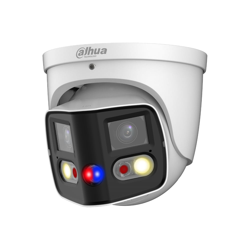 Dahua DH-IPC-PDW3849-A180-AS-PV-ANZ — 8 MP (2× 4 MP) 180° Panoramic Dual-Sensor TiOC Active Deterrence Eyeball Turret WizSense 3 Network Camera — image 1