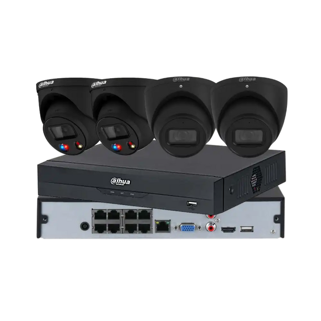 Dahua 4 × 8MP Full-Colour CCTV Kit — 2 × TiOC 3.0 + 2 × Smart Dual-Light + 4CH or 8CH AI NVR