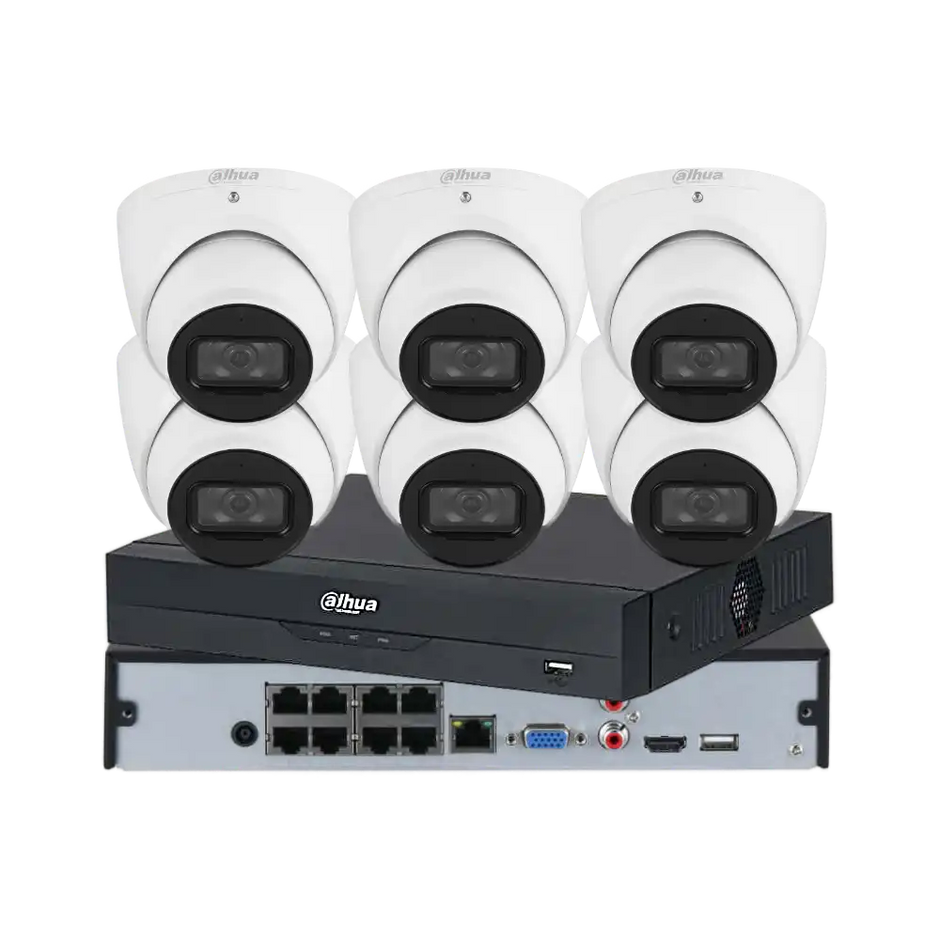 Dahua 6 × 5MP WizSense AI CCTV Kit — 6 Turret Cameras + 8-Channel PoE AI NVR