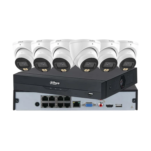 Dahua 6 × 5MP CCTV Kit — 2 WizColor Full-Colour + 4 Starlight IR Turret + 8CH AI NVR