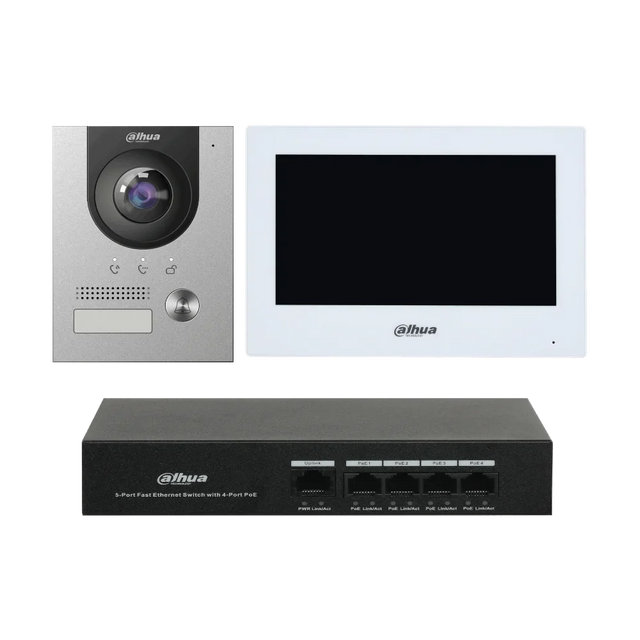 Dahua DHI-KTP01L-S IP Video Intercom Kit with 7” Monitor & PoE Switch