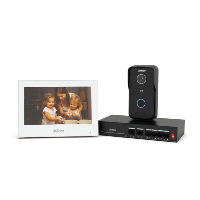 Dahua KTP03-S2 IP Video Intercom Kit — VTO2111D-P-S3 Door Station & 7″ Monitor (Black or White)
