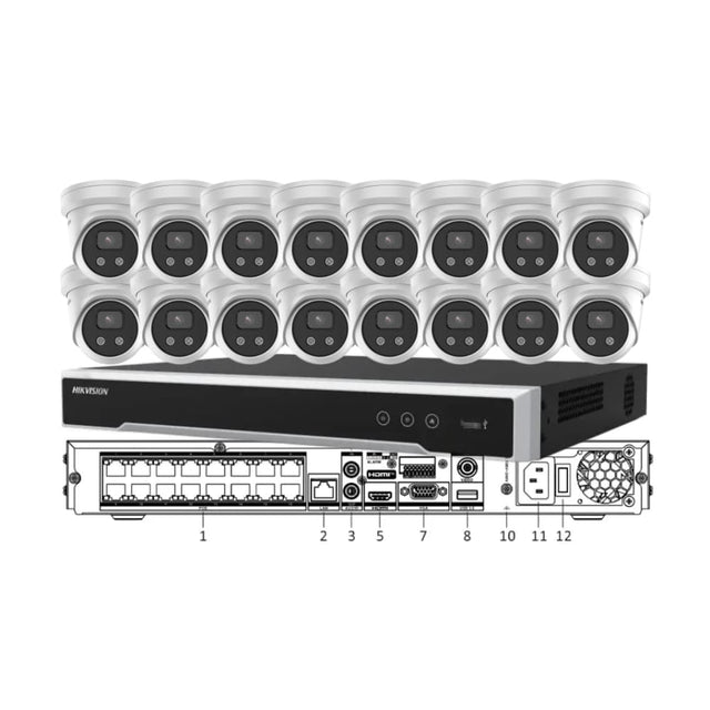 Hikvision 16-Camera 8MP 4K CCTV Kit — 16 × AcuSense Turret Cameras + 16CH NVR & 4TB