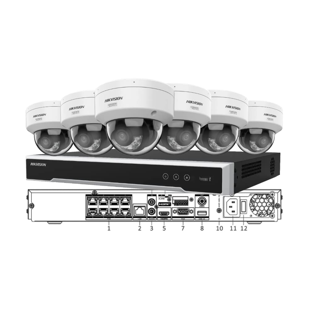 Hikvision 6 x 8MP ColorVu 3.0 Vandal Dome & 8CH 8K NVR CCTV Kit Bundle