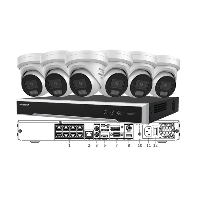 Hikvision 6 x 6MP ColorVu 3.0 Cameras & 8CH 8K NVR CCTV Kit (4TB Option Available)