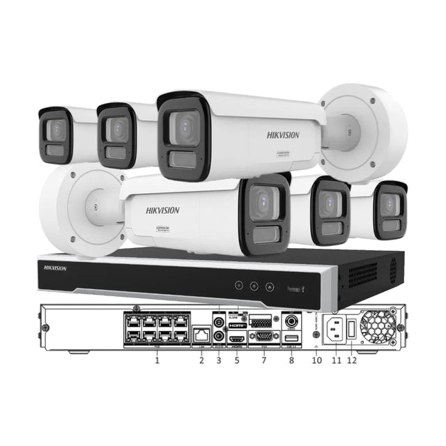 Hikvision 6 x 8MP ColorVu 3.0 Motorised Varifocal Bullet Cameras & 8CH 8K NVR CCTV Kit