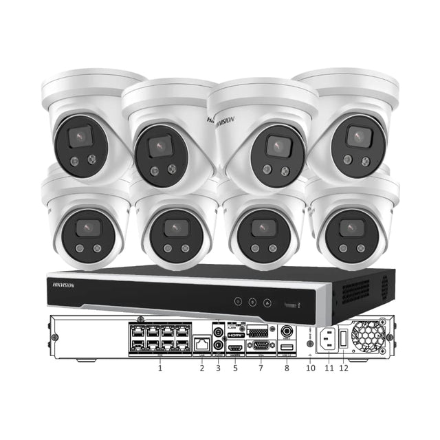 Hikvision CCTV Kit – 8 x 8MP AcuSense Turret Cameras + 8CH NVR Recorder — image 1
