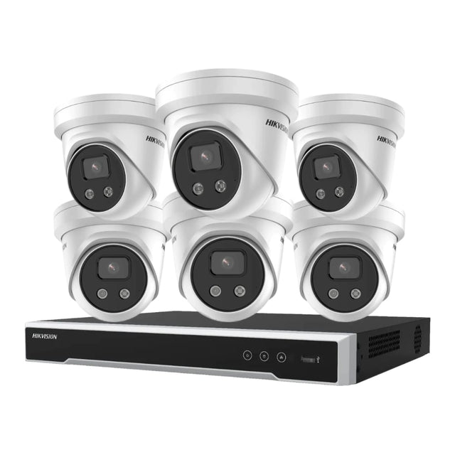 Hikvision 6 x 8MP Cameras + 8 Channel NVR CCTV Kit: 6 AcuSense Turret Cameras + 8CH 8K NVR Bundle