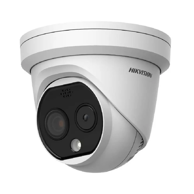 Hikvision DS-2TD1228-7/QA — HeatPro Bi-Spectrum Thermal + Optical Turret Camera with Fire Detection (256×192 Thermal, 4MP Optical, IP67)