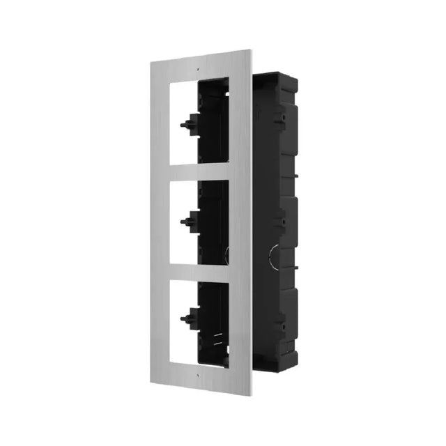 DS-KD-ACF3/S — Hikvision Gen2 Stainless Steel 3-Module Flush Mount Box