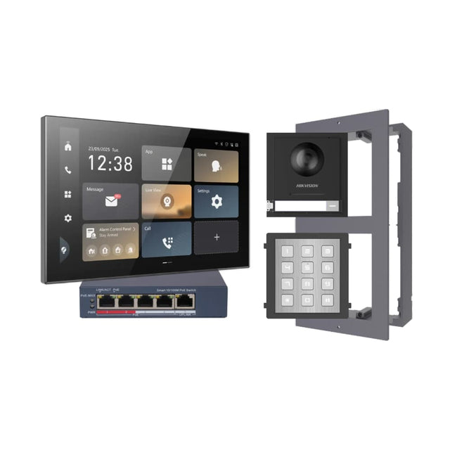Hikvision Premium Modular Video Intercom Kit | 10.1” Monitor + Keypad + PoE
