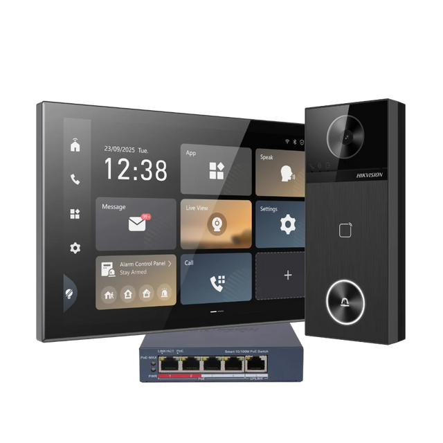 Hikvision Premium Video Intercom Kit | 4MP Door Station + 10” Indoor Monitor + PoE