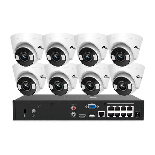 TP-Link VIGI 8 × 5MP Full-Colour Turret Cameras + 8CH 4K PoE+ NVR CCTV Kit