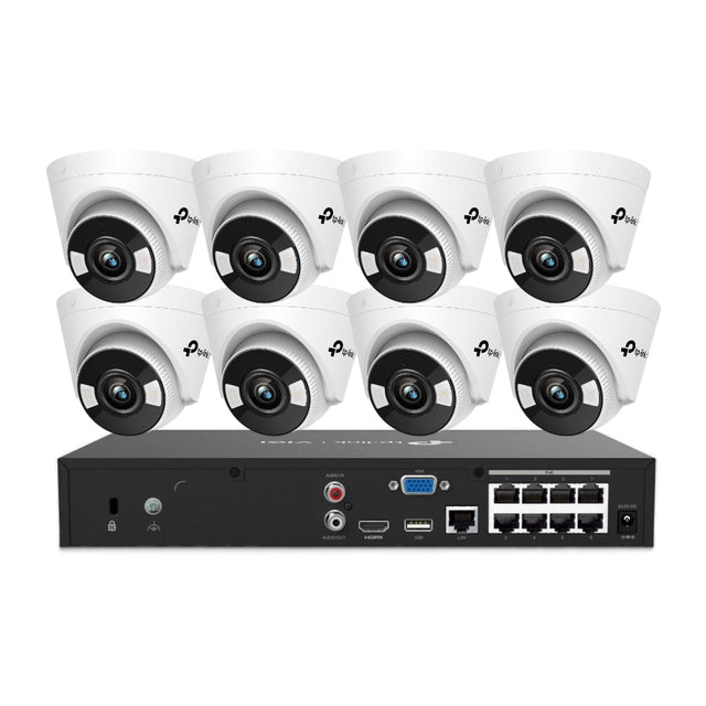 TP-Link VIGI 8 × 5MP Full-Colour Turret Cameras + 8CH 4K PoE+ NVR CCTV Kit